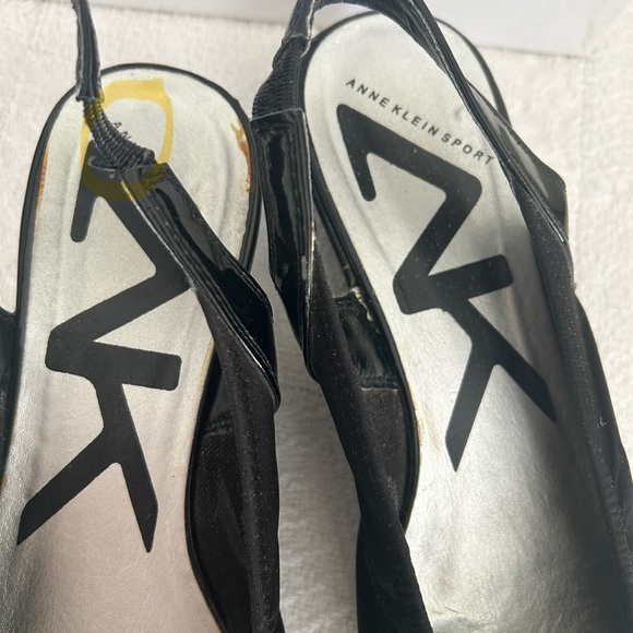Anne Klein Slingback Wedge Shoes Black Glossy Toe Cap Comfort Davy size 8 - Picture 13 of 14